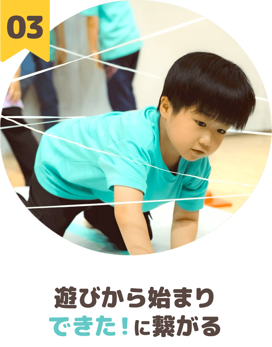 遊びから始まり、できた！に繋がる。